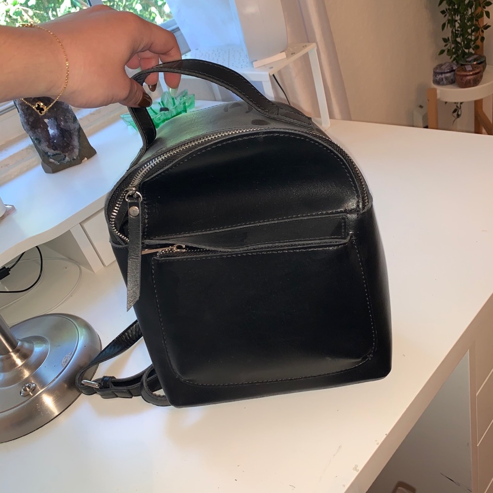 Mini black leather brandy melville backpack